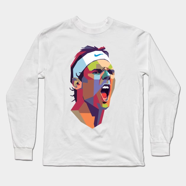 Rafael Nadal Color Portrait Long Sleeve T-Shirt by mursyidinejad